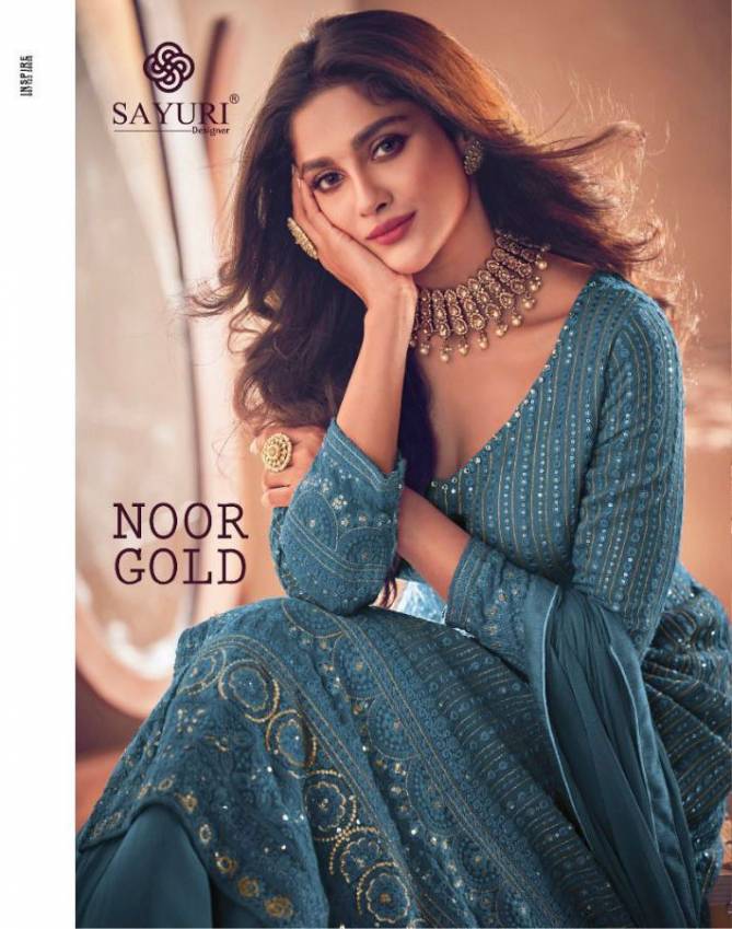 SAYURI NOOR GOLD Heavy Wedding Wear Real Georgette Long Latest Salwar Suit Collection
